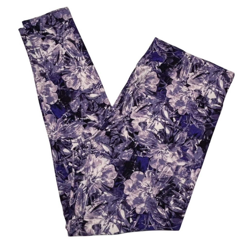 LuLaRoe Womens Leggings Size TC Purple Lavender Pink‎ Floral Tall And Curvy NWT